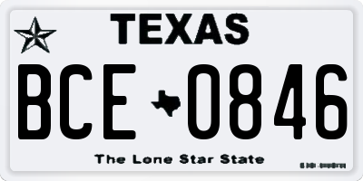 TX license plate BCE0846