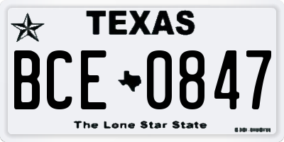 TX license plate BCE0847