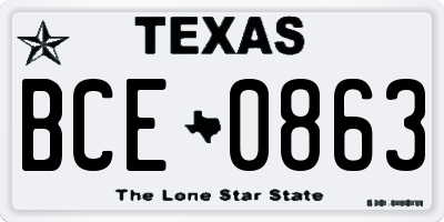 TX license plate BCE0863