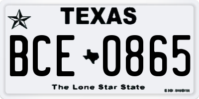 TX license plate BCE0865