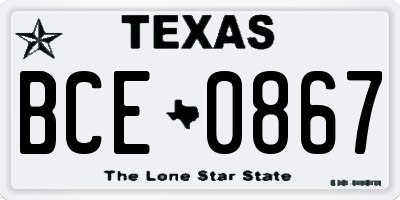 TX license plate BCE0867