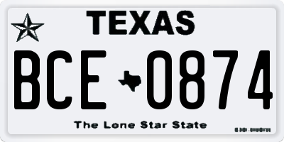 TX license plate BCE0874