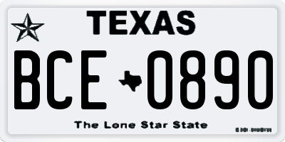 TX license plate BCE0890
