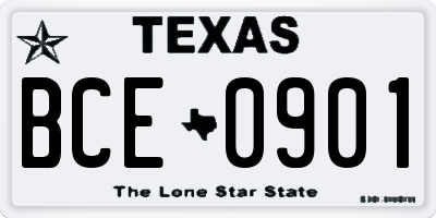 TX license plate BCE0901
