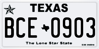 TX license plate BCE0903