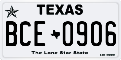 TX license plate BCE0906