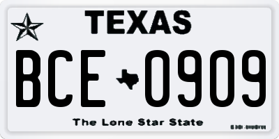 TX license plate BCE0909
