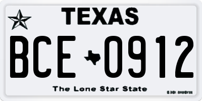 TX license plate BCE0912