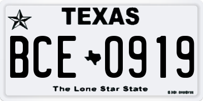TX license plate BCE0919