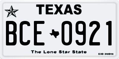TX license plate BCE0921