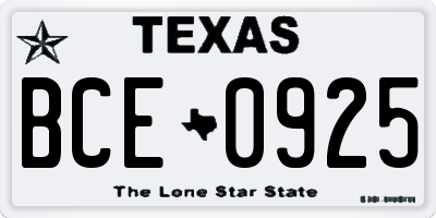 TX license plate BCE0925