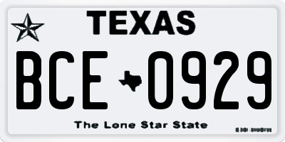 TX license plate BCE0929