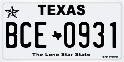 TX license plate BCE0931