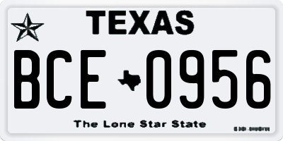 TX license plate BCE0956