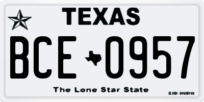 TX license plate BCE0957