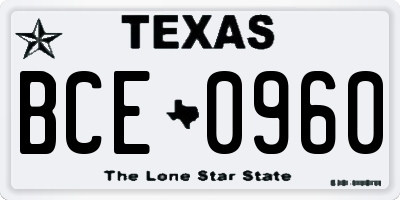 TX license plate BCE0960