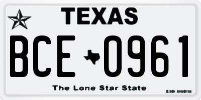 TX license plate BCE0961