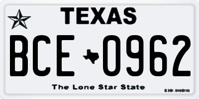 TX license plate BCE0962