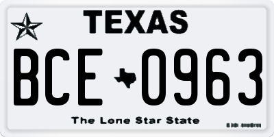 TX license plate BCE0963