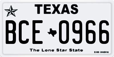 TX license plate BCE0966