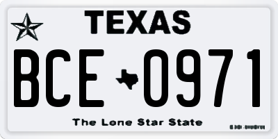 TX license plate BCE0971