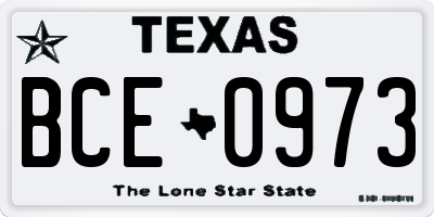 TX license plate BCE0973