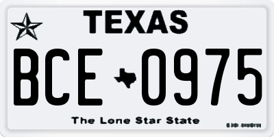 TX license plate BCE0975