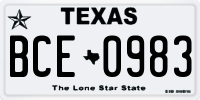 TX license plate BCE0983