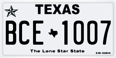 TX license plate BCE1007