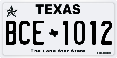 TX license plate BCE1012