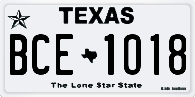 TX license plate BCE1018