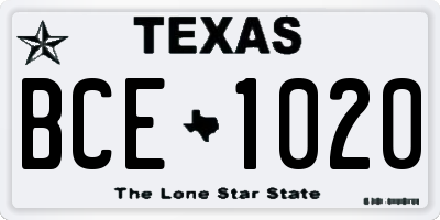 TX license plate BCE1020