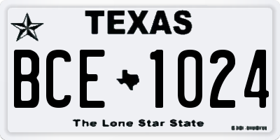 TX license plate BCE1024