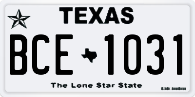 TX license plate BCE1031