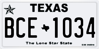 TX license plate BCE1034