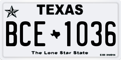 TX license plate BCE1036