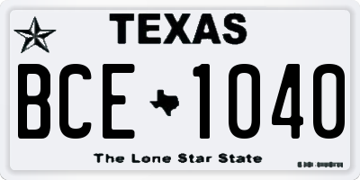 TX license plate BCE1040