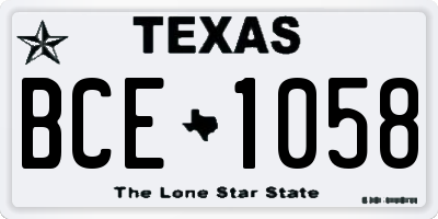 TX license plate BCE1058