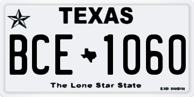 TX license plate BCE1060