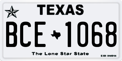 TX license plate BCE1068