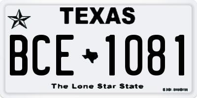 TX license plate BCE1081