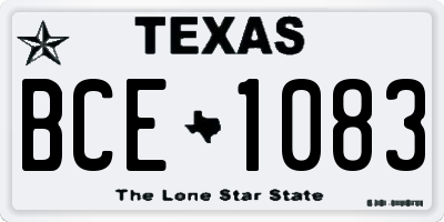 TX license plate BCE1083