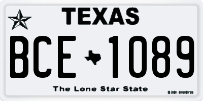 TX license plate BCE1089
