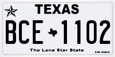 TX license plate BCE1102