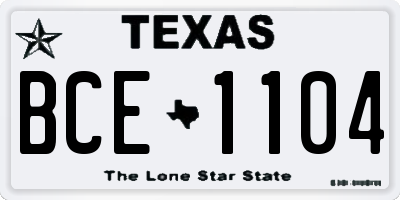 TX license plate BCE1104