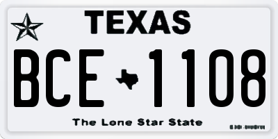 TX license plate BCE1108