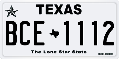 TX license plate BCE1112