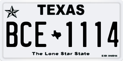 TX license plate BCE1114