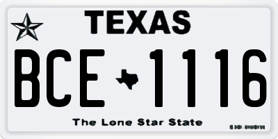 TX license plate BCE1116
