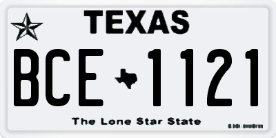 TX license plate BCE1121